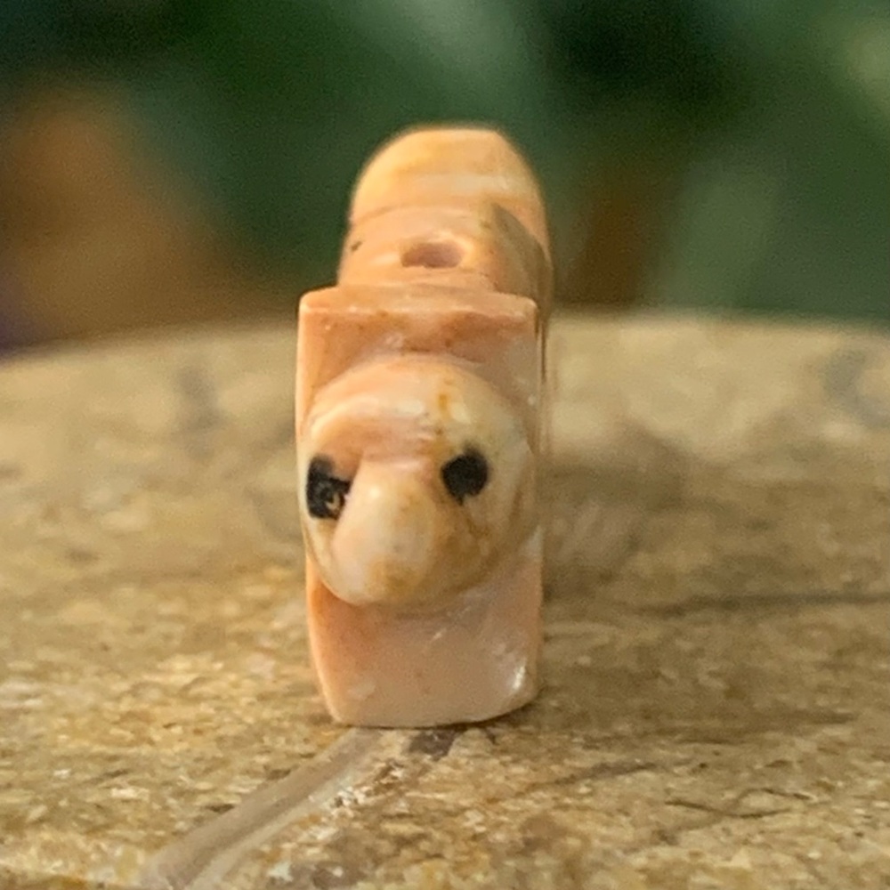 Native American Zuni Hand Carved Wolf Fox Fetish Bead Stone Animal Vintage 1.2" - Picture 8 of 13